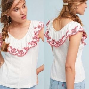 Anthropologie V-neck Julieta Ruffled Top